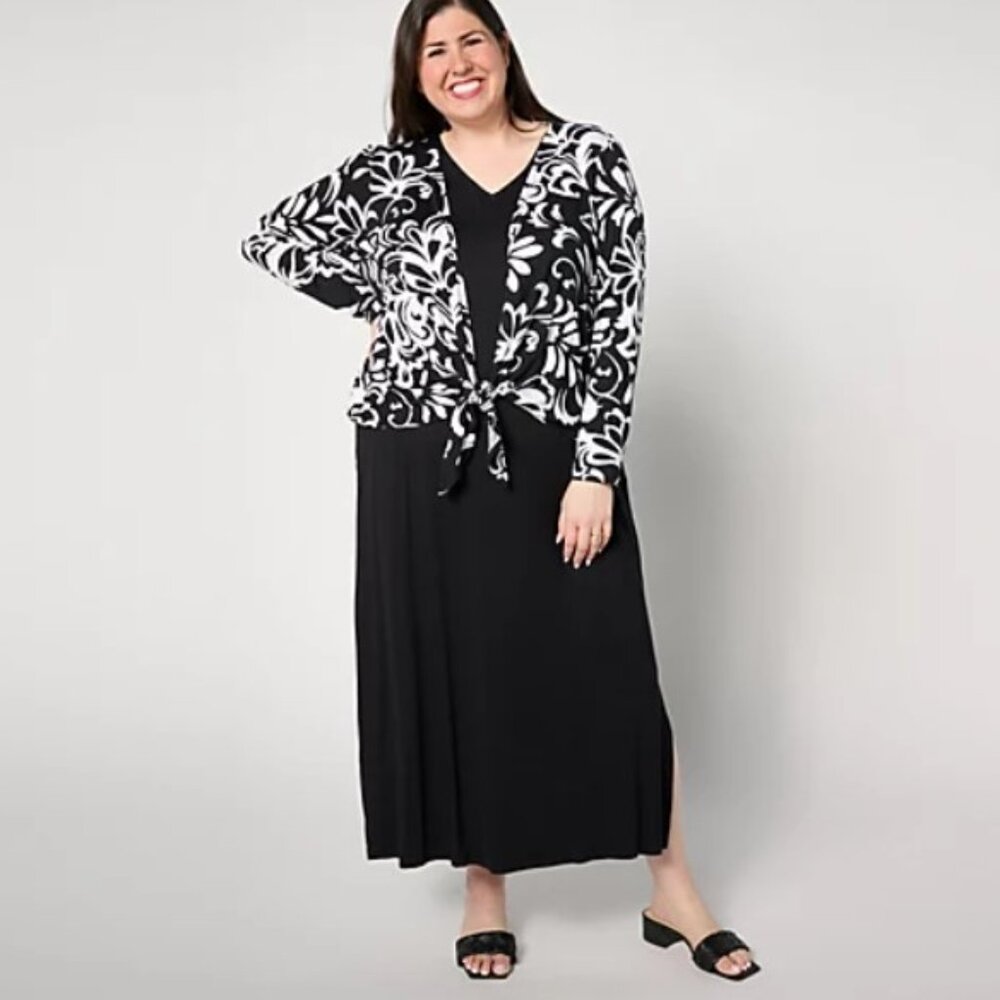 Belle by Kim Gravel Tall Better Together Dress and Shrug Set-Black